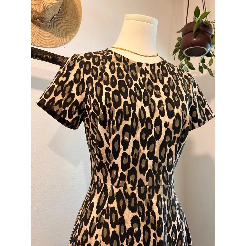 Kate Spade Animal Print Short Sleeve Fit & Flare Cocktail Summer Dress Size 4